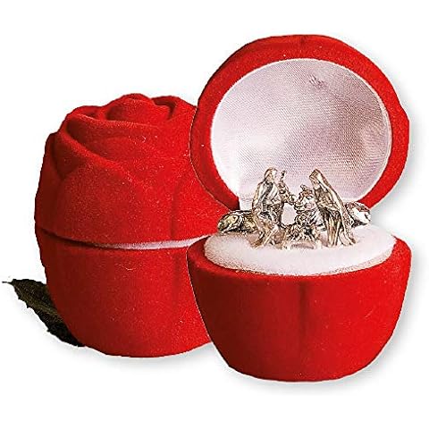Loving Jesus Christmas NATIVITY SET/Miniature 5 Figures 1" VELVET ROSE Gift Box Cover