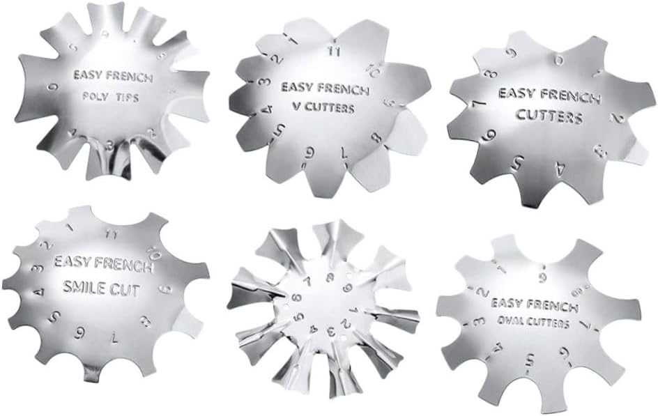 Mipcase 6pcs Silver Stainless Steel Nail Art Stencils Nail Line Templates Manicure Stamping Molds for DIY Crystal French Tip Art Tools for Women