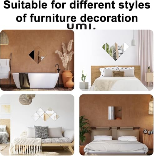 Image of 4pc Pack A4 Size Self Adhesive Acrylic Silver Mirror Finish Decorative Flexible Sheets Wall Stickers 30 x 21 cms