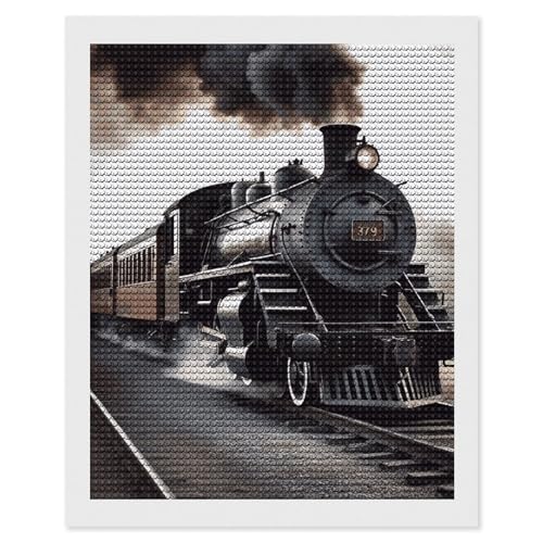 Kit peinture diamant train à vapeur 5D broderie diamant adulte débutant canevas strass rond art