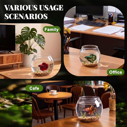 Image of Geelin 0.5 Gallon Plastic Fish Tank Large Bowl Shatterproof with Crystal Clear Clarity for Terrarium, Flower Vase Centerpiece Gift for Fish Lovers (Round)