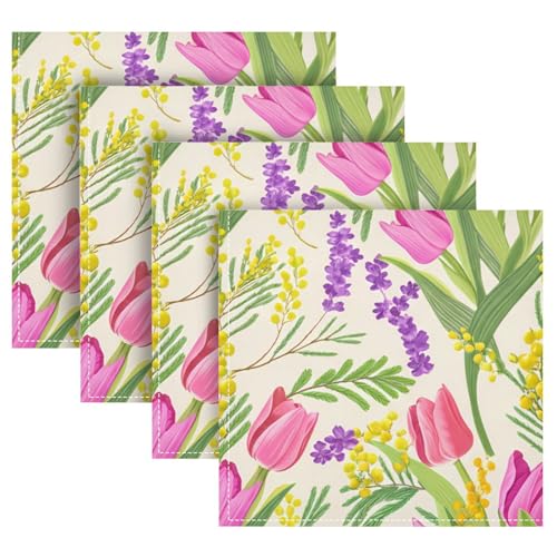 Servilletas de Tela Qilmy Tulips Set x4 20x20 in miniatura 1