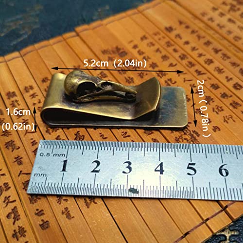 Brass Moneyclip for Men, Retro Bird Skull Money Clip, Portable Money Clip, Ideas Ticket Holder, 5.2*2cm(2.04*0.78in)2