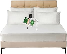 RIQINXIN Grounding Fitted Sheet Earthing Fitted Sheet Sliver Grounding Fitted Bed Sheets Conductive Grounding Sheet for Earthing with 15ft Grounding Cord for Adults Elderly 76x80x13in Beige