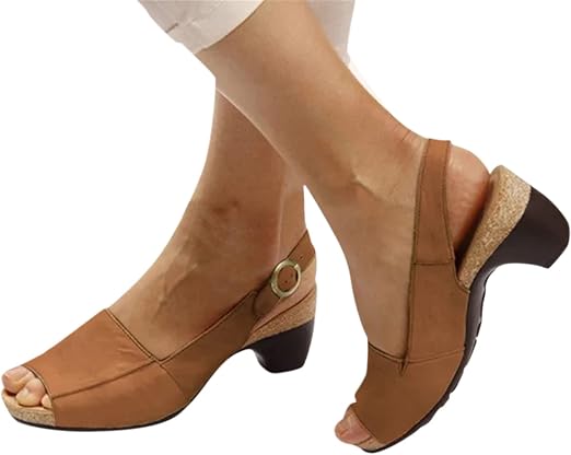 Low Chunky Heel Comfy Sandals 