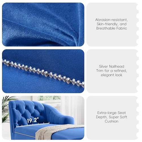 Sillón Plegable Terciopelo Azul miniatura 6