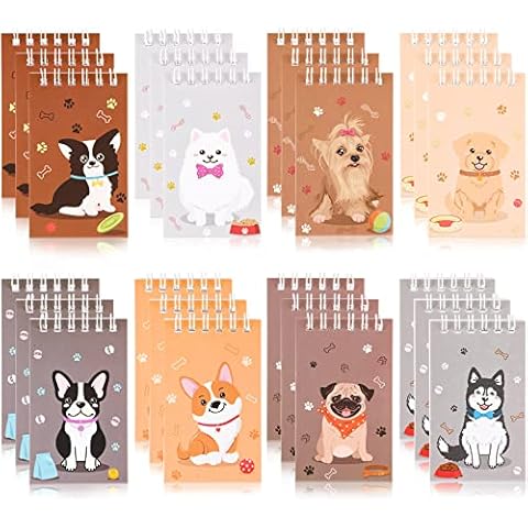 Waenerec 24 Pieces Mini Notebooks Dog Party Favors Cute Puppy Pet Spiral Pocket Notepads Animal Dog Themed Birthday Party Supplies for School Teacher Kids Classroom Reward Gift Cover