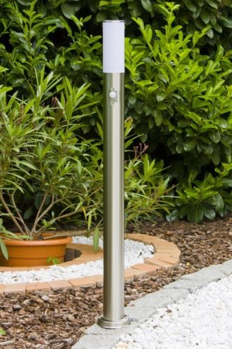 Lampe d'extérieur Caserta avec détecteur de mouvement, lampe sur pied moderne en acier inoxydable...