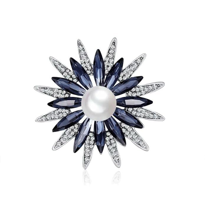 Via Mazzini Crystals And Pearl Studded Blue Flower Brooch Cum Saree Pin For Women (Brooch0610) 1 Pc (B0CWXB6M5J) Amazon Price History, Amazon Price Tracker