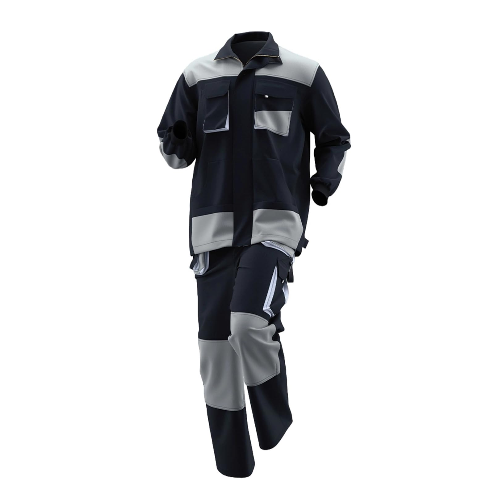 Maizoon Traje de Trabajo Multifuncional para Hombre Conjunto de Chaqueta de Manga Larga y Pantalón Con Cremallera y Múltiples Bolsillos para Mecánico Taller