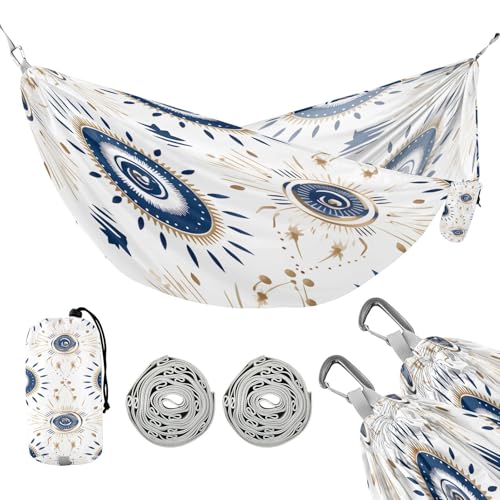 ATTX Evil Eye Camping Hammock - Lightweight & Portable Hammocks, Heavy Duty 330lbs Capacity for Indoor, Hiking, Backpacking, Travel, Backyard, Beach#251