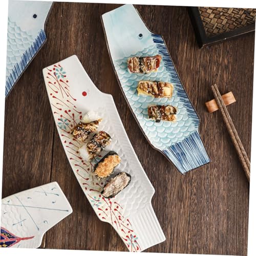 Plato de cerámica en forma de pez para sushi miniatura 4