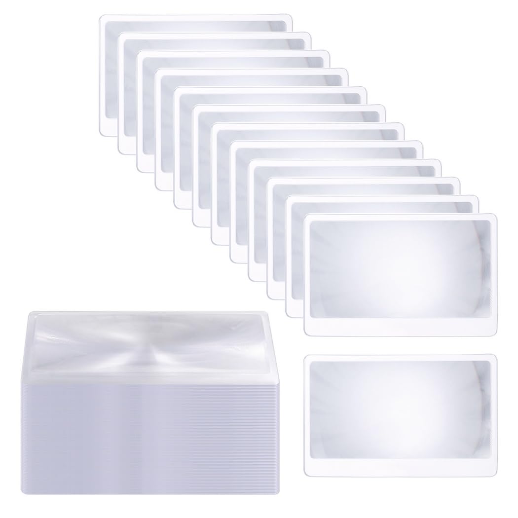Lot de 100 lentilles de Fresnel Fines, loupe au Format Carte bancaire, lentilles grossissantes Portables 3X pour Lecture, Cartes de 8,4 x 5,6 cm pour journaux, Livres et Documents