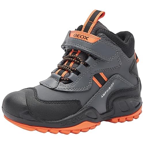 Geox J New Savage Boy B A, Zapatillas, Dk Grey Orange, 38 EU