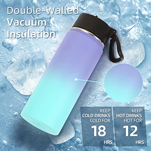 Volhoply 530ml 18oz Insulated Water Bottle Bulk 4 Pack, Kids Stainless Steel Water Bottles with Straw Lid - Image 2