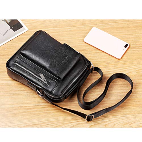 Bolsa de ombro masculina de couro PU resistente ao desgaste com zíper Bolsa transversal para negócio