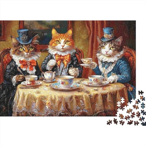 Puzzle de 1000 piezas antiestrés con encaje perfecto y diseño de gato gentleman vintage
