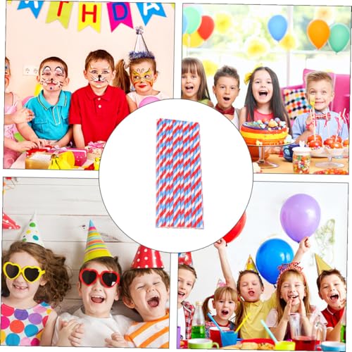 150 pitillos de papel desechables rayados azul y rojo miniatura 6