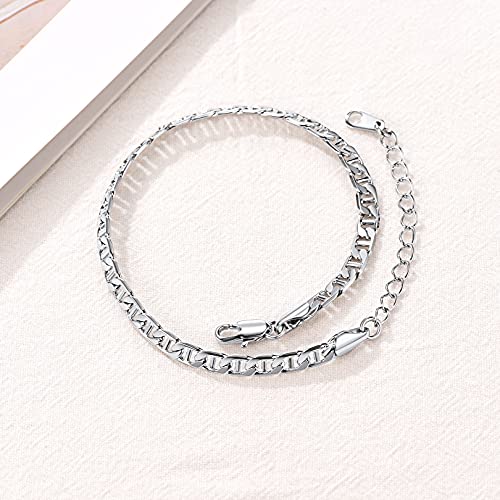 Image of FOCALOOK 14K Gold Plated Anklets for Women Waterproof Plus Size Ankle Bracelet 8.5-10.5 Inch Adjustable Mariner /Figaro /Flat Snake /Cuban Link Chain Anklet Jewelry for Summer Beach Holiday