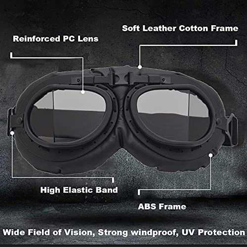 Image of Peicees Vintage Helmet Goggles Motorcycle Goggles Bike Motorcross Pilot Goggle