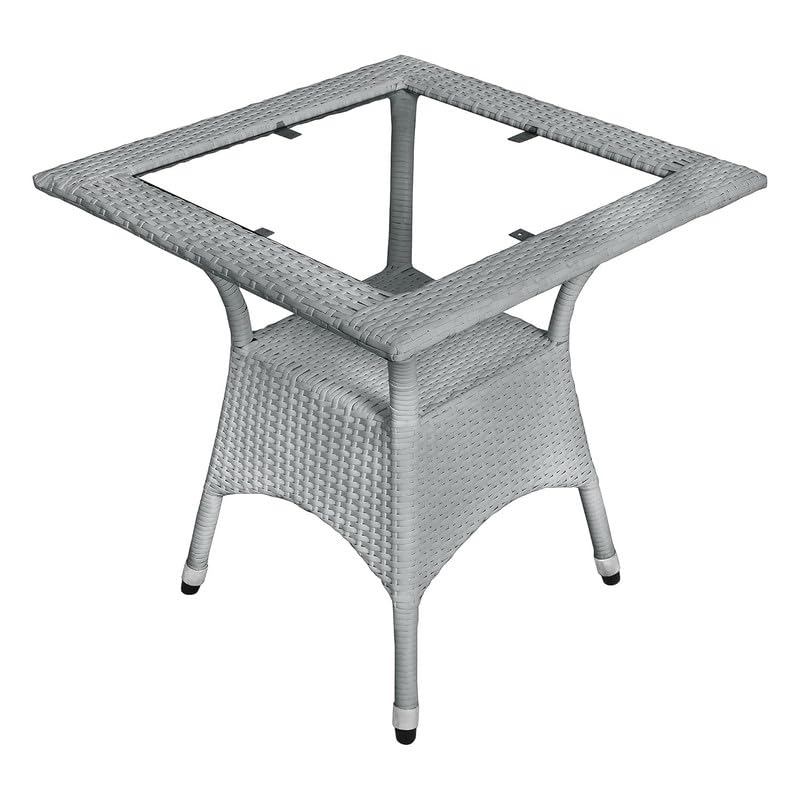 Image of Amazon Brand - Solimo Rattan and Wicker Garden Patio Seating Chair and Table Set Outdoor Balcony Garden Coffee Table Set Furniture with 1 Square Glass Top Table and 2 Chairs Set for Home (Grey)