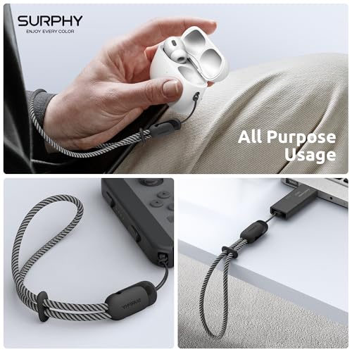 Image of SURPHY 2 Pack Phone Lanyard, Phone Wrist Strap for Case, Camera Wrist Strap | Ultra-Light 2-Color Braided Phone Strap, Cellphone Charm Strap, Anti-Lost Wrist Lanyard for Women and Men, Black Black