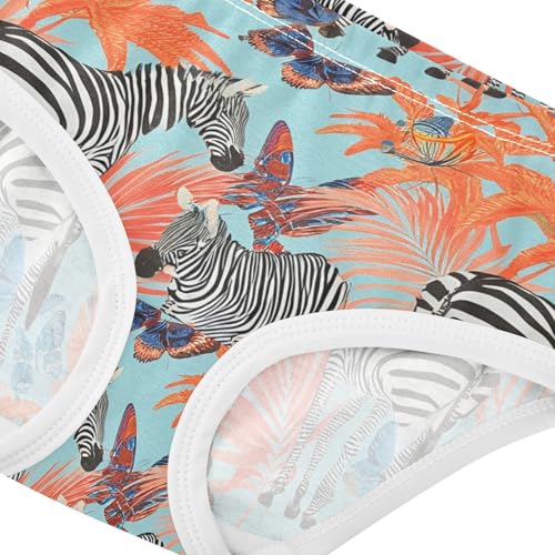 Zebras Orange Leaves Light Blue Cute Panties Girl Toddler Girls Underwear Cotton Artistic Underpants Briefs 2t4
