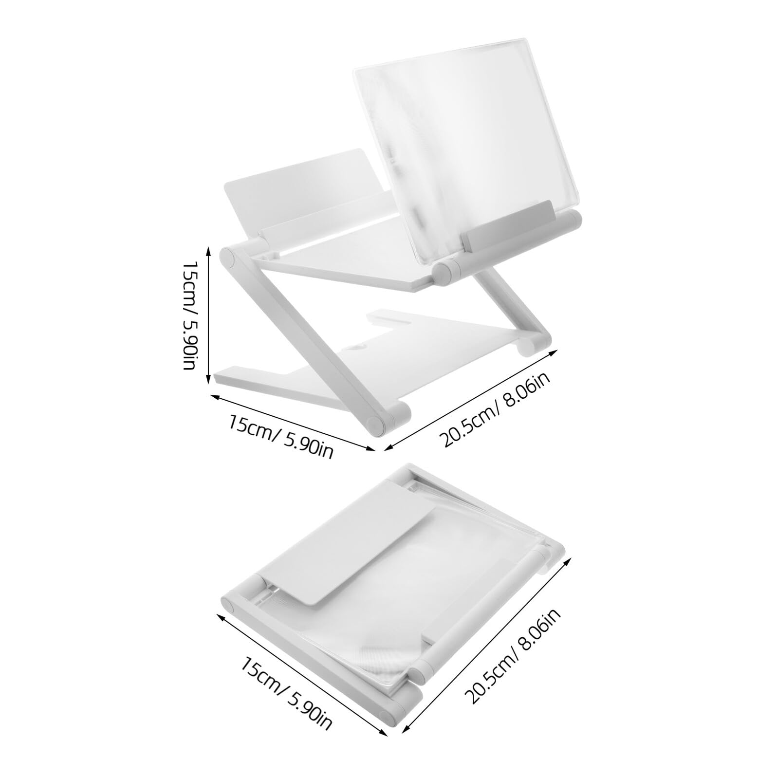 4 Pièces Loupe D’écran Pliable pour Téléphone Portable 7-10 Pouces, Agrandisseur HD 3D Système Coulissant Réglable, Écran Grossissant Portable Blanc, Accessoire Voyage Polyvalent