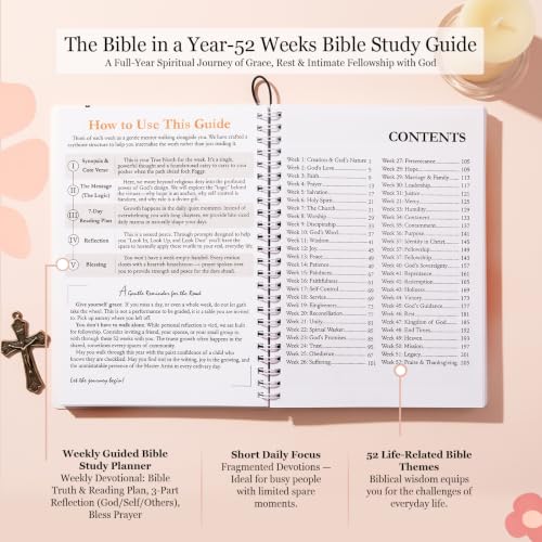 Image of Spiral Bible in a Year 52-Week Bible Study Guide Journal for Women Beginner