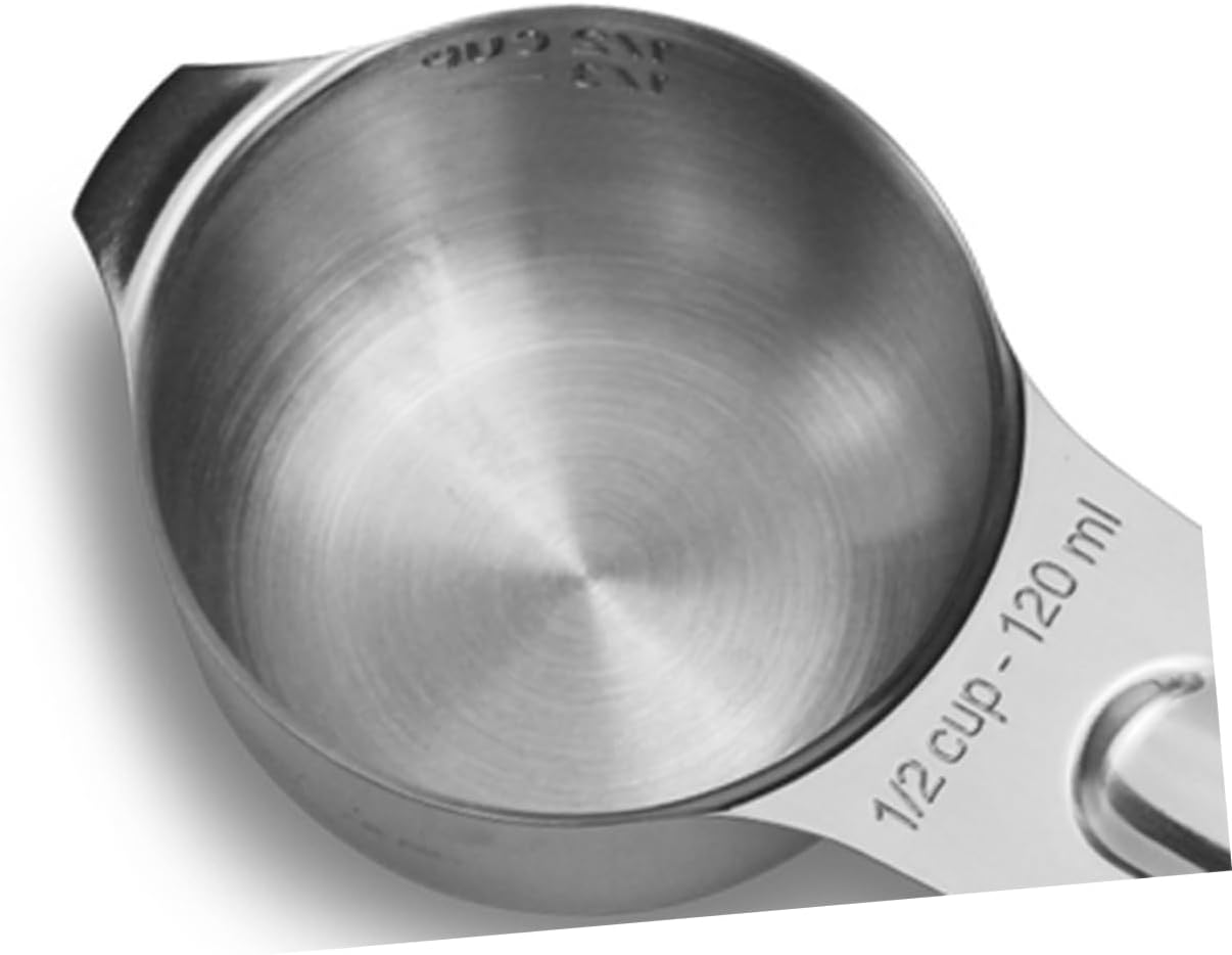 Garneck 7pcs Stainless Steel Measuring Cups Spoons Set Scale Stackable Heat Resistant Rustless Baking Cooking Tool