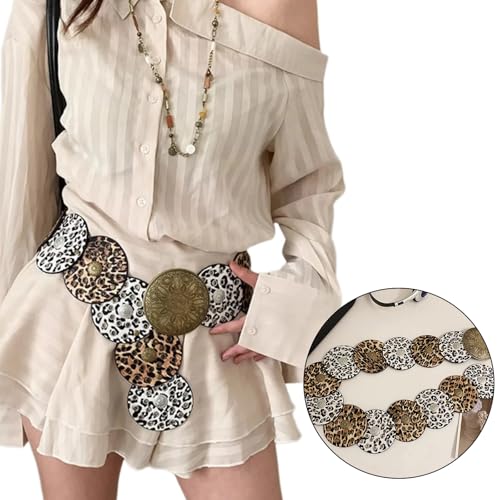 Vintage Belt For Women Fashion Round Disc Wide Belt Elegant Waistband For Pants Jeans Cowgirls Waist Ornament2