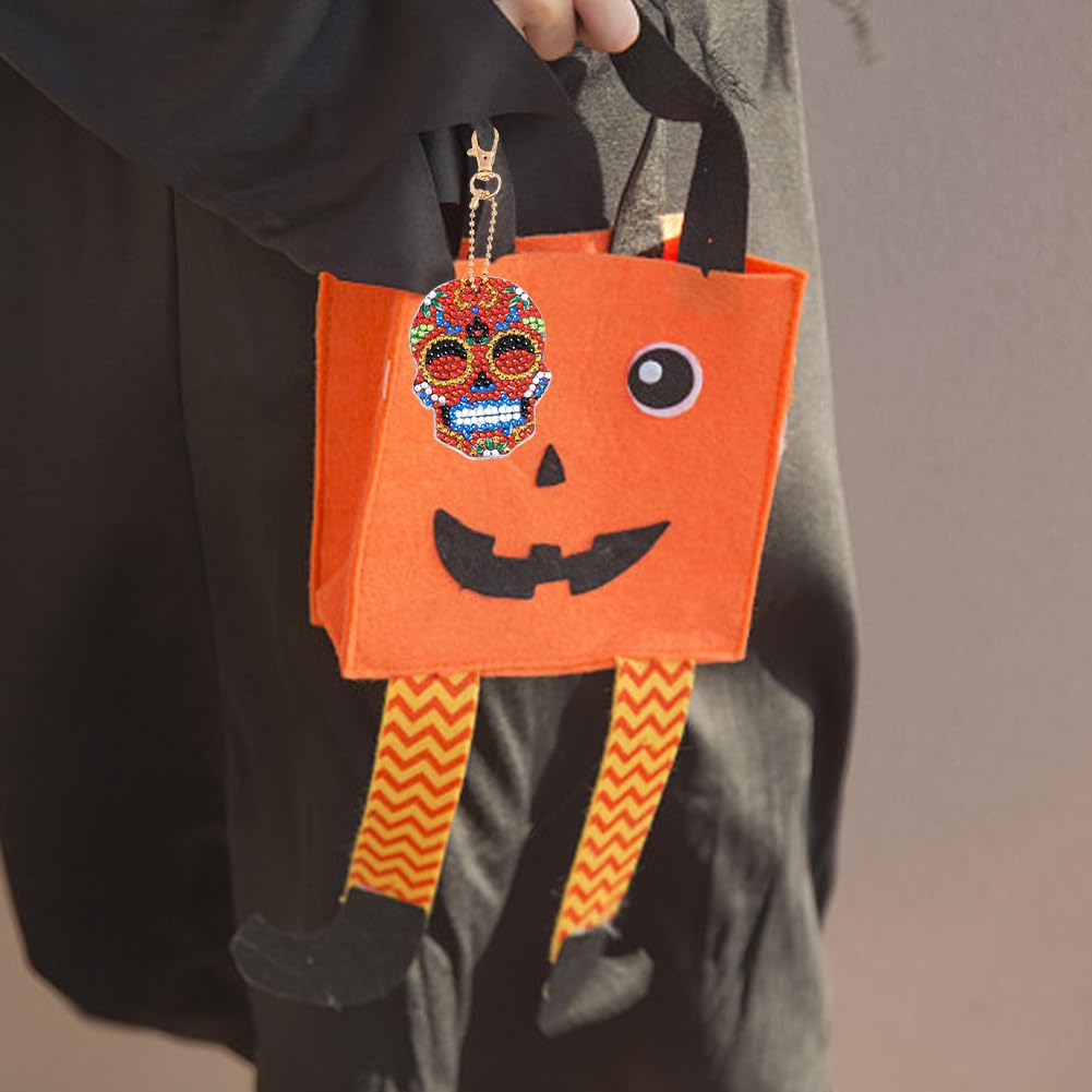 5 Pcs DIY Halloween Diamant Peinture Portes-Clés,Bricolage 5D Mosaïque Forme Diamant Painting Keychain Pendentif Pour Sacs Décoratio - Beaux-Arts Et Loisirs Créatifs