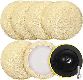 6 Pieces Wool Buffing Pads Polishing Pads Cutting Pads Hook Loop Polishing Pad for Compound, Cutting and Polishing Car Polishing Pad Backing Plate (8 Inch)