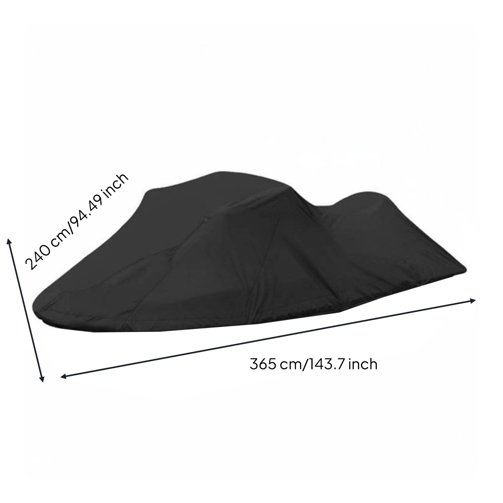 Qianly Bootsabdeckung Wasserdicht Boot Plane Persenning Schutzhülle aus 420D Oxford mit Elastischem Rand Und Gurtbefestigung Eng Anliegend bei Wind Fahrt für, M 106-115"/269-292cm L3.65m×W2.4m
