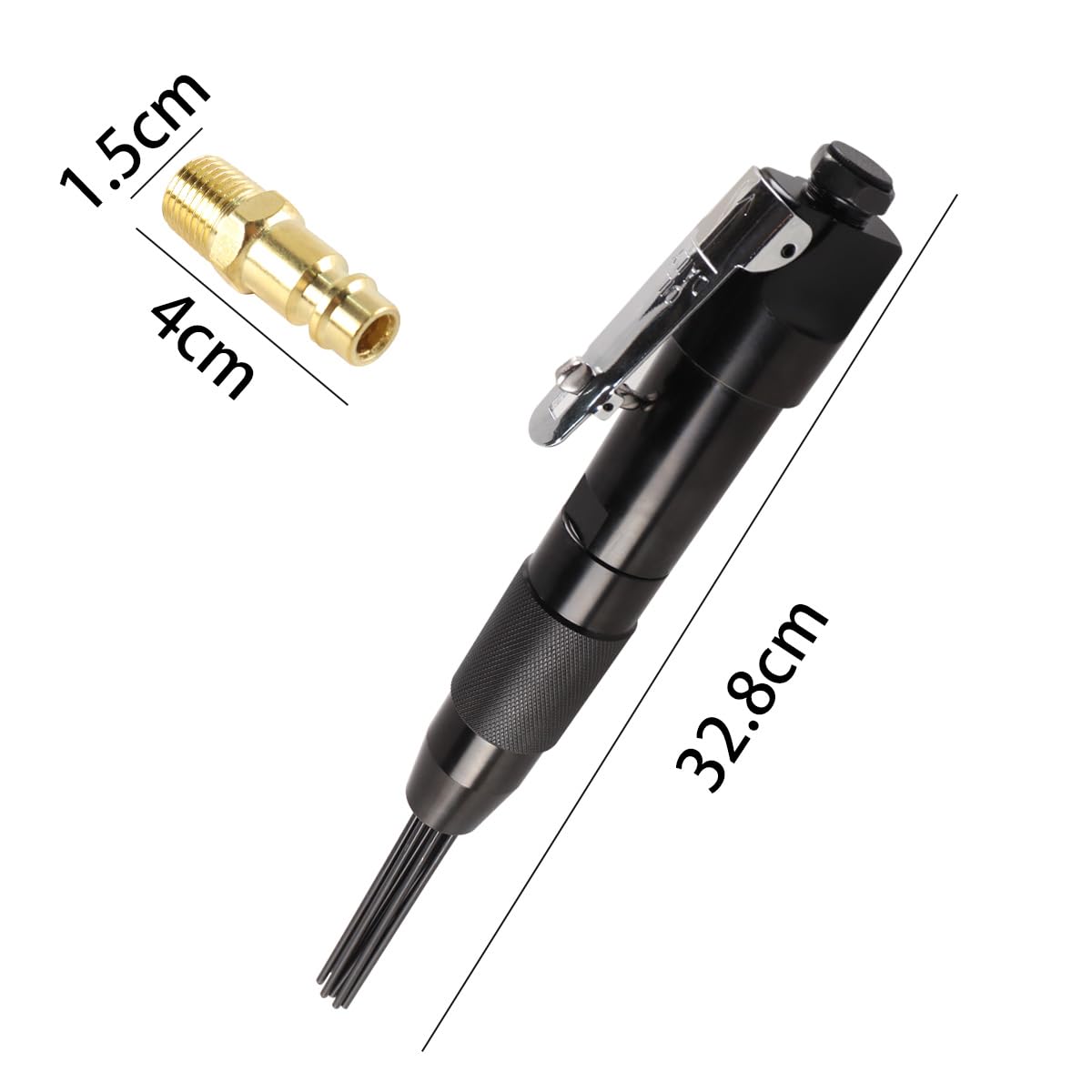 Mini removedor de óxido neumático con Aguja desincrustadora, 12 Agujas de Acero de 3 mm, 4000 RPM, 4,0 cfm, 90 PSI, Limpiador de escoria de Soldadura neumático para Espacios reducidos.