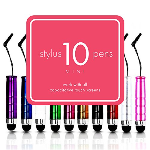 KING OF FLASH Capacitive/Resistive Touchscreen Mini Stylus Pens, Stylus on a String, Comes With 10 Different Colored Styluses (10 Mini Stylus)