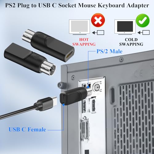 Adaptador QIANRENON PS/2 macho a USB C hembra, pack 2 miniatura 4