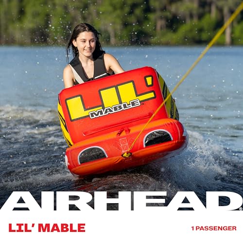 Image of Airhead Mable Towable Tube for Boating, 1-4 Rider Inflatable Boat Tube for Water Tubing, Heavy Duty Full Nylon Cover, EVA Foam Pads, Dual Tow Point, Patented Speed Safety Valve
