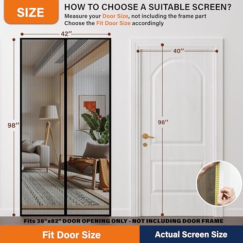 Image of Magnetic Screen Door, Door Screen Magnetic Closure-Keeps Bugs Out Let Breeze in, Heavy Duty Mesh - Pet and Kid Friendly, Works with Front Doors, Sliding Doors Fit Door Size 40 x 96 Inch
