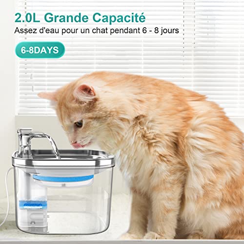 Fontaine à eau pour chat silencieuse distributeur eau 2 litres petits chiens - 3