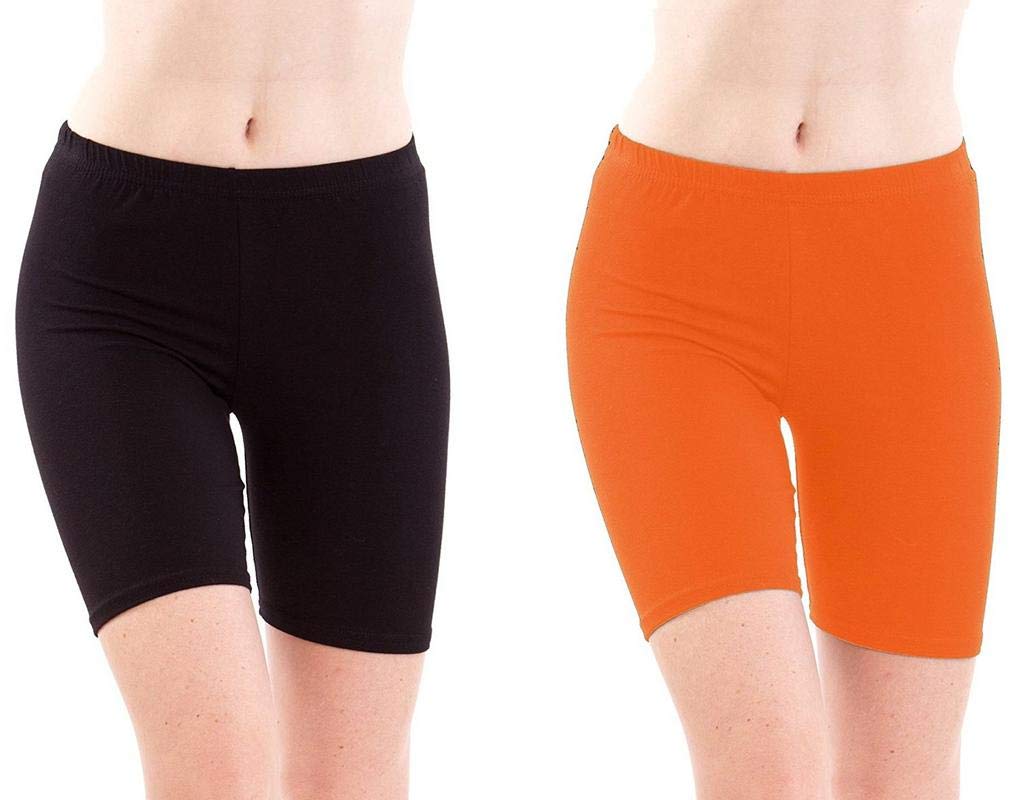 feelblue Women's/Girls Bio-Washed 200 GSM Soft and Skinny Cycling/Yoga/Casual Shorts (Pack of 2) - Free Size-picture-38
