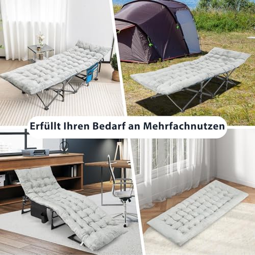 Acolchado 7 cm Funda para Tumbona de Jardín y Cama de Camping Gris 4