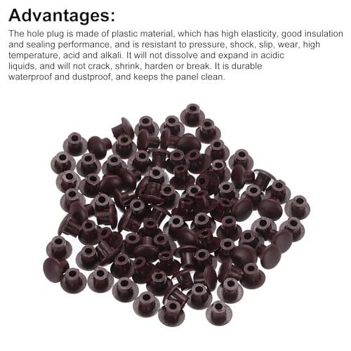 Image of MECCANIXITY 500pcs Plastic Hole Plugs, 5mm (3 /16 Inch) Deep Brown Screw Caps Cover Snap in Locking Round Button Top Shelf Plugs for Cabinet Cupboard Bookcase License Plate Furniture