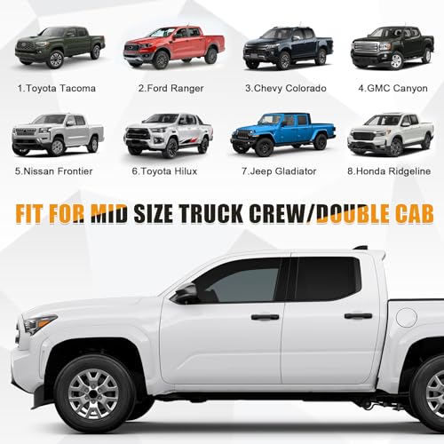 Image of Car Cab Cover for Mid-Size Truck Crew Cab, Truck Cooler Sunshade Roof Cover Compatible with Toyota Tacoma, Chevy Colorado, Ford Ranger, GMC Canyon, Nissan Frontier, Black