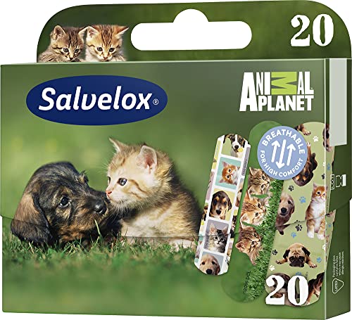 Salvelox ® | Animal Planet | infantiles flexibles, duraderas, transpirables y resistentes al agua y la suciedad | Paquete 20 Unidades