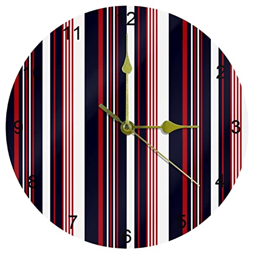 Horloge murale à quartz silencieuse de 25 cm rétro à rayures