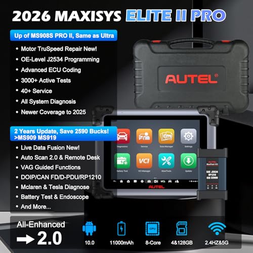 Autel MaxiSys Elite II Pro Scanner J2534 Reprogramming Tool 2-Years Free Update Motor TruSpeed Repair CANFD &DoIP 40+ Hot Services 3K+ Active Test as Ultra MS908S PRO II Up of MS908S Pro II MK908P - Image 3