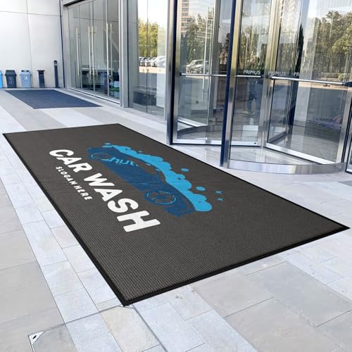 Custom Door Mat Personalized Logo Text Entrance Commercial Floor Mats with Non-Slip Rubber Backing Indoor Outdoor Waterproof Mat 5' x 7'