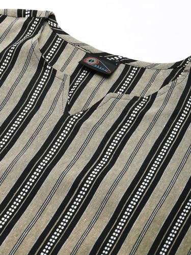 Image of Saanjh Women's Fit Straight Cotton Blend Long Kurta, 3 /4 Sleeve, Knee Length Kurtis, Casual and Office Wear