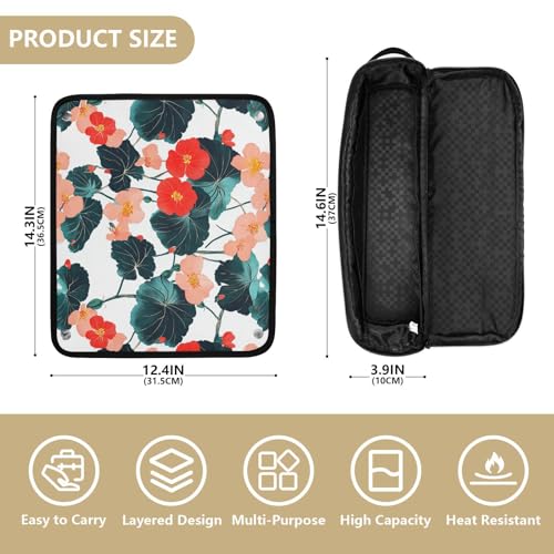 Bolsa de viaje 2 en 1 para herramientas de cabello con estera resistente al calor Chic Begonia Flowers miniatura 4